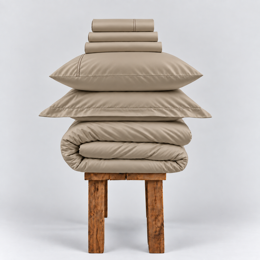 All Season 100% Egyptian Giza Bedding Set - Latte