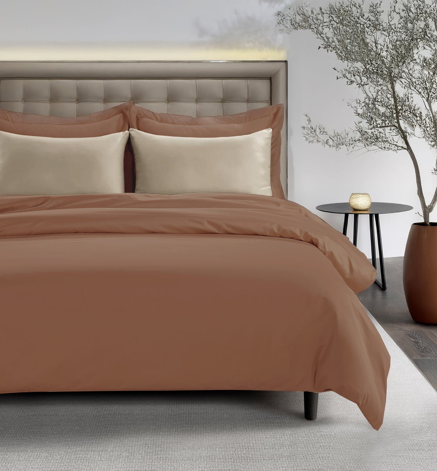 All Season Egyptian Giza Bedding Set - Mocha & Bone