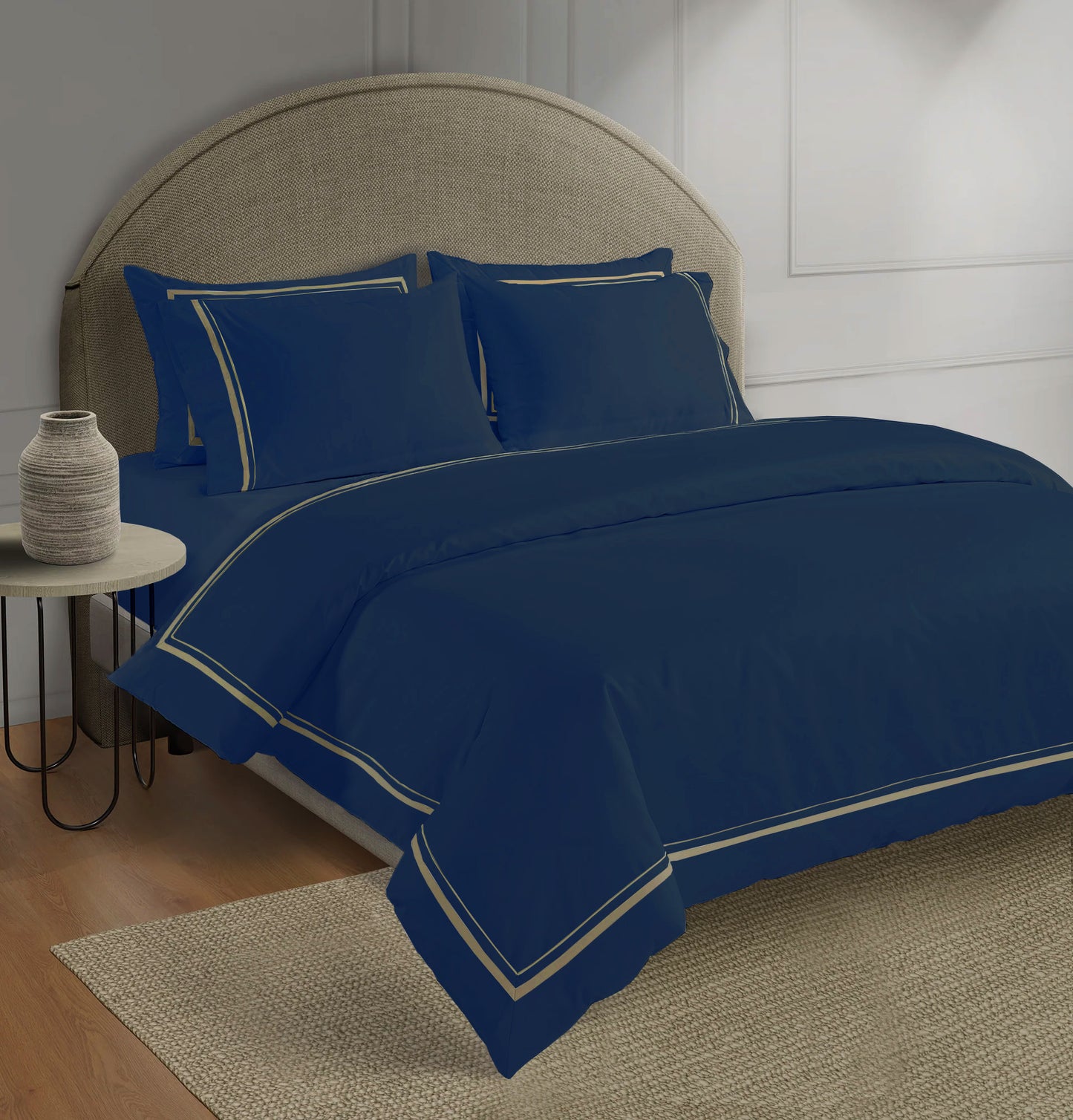 800 Thread Count Egyptian Cotton Royalton LUXE Bedding Set - Navy Peony/Mink