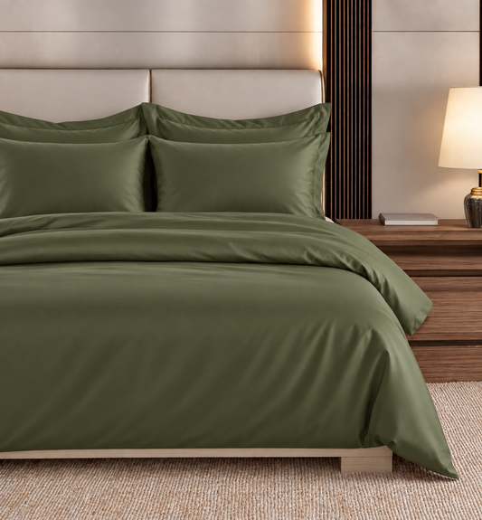 800 Thread Count Egyptian Cotton Grand Splendour Sateen Bedding Set - Olive Green