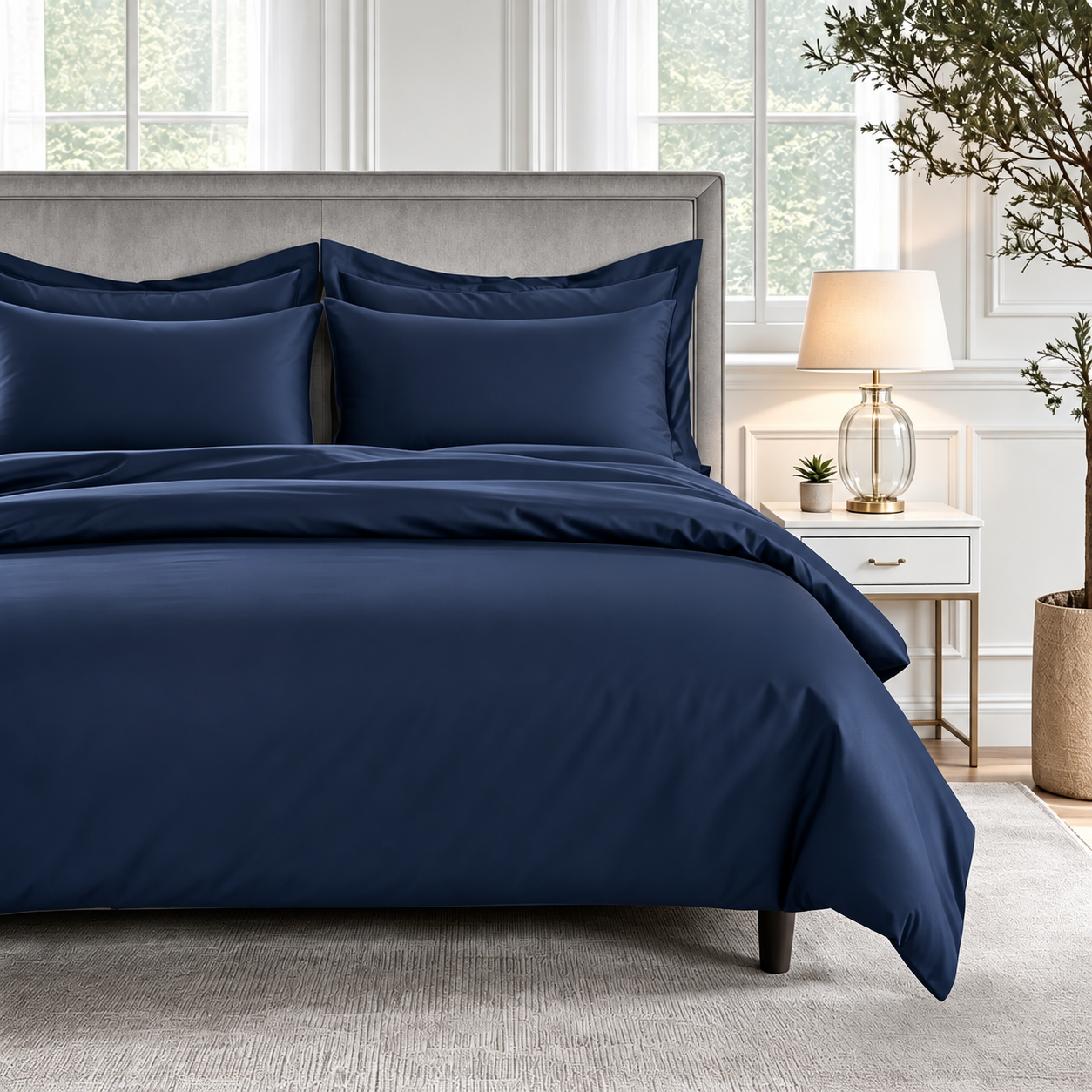 800 Thread Count Egyptian Cotton Grand Splendour Sateen Bedding Set - Estate Navy