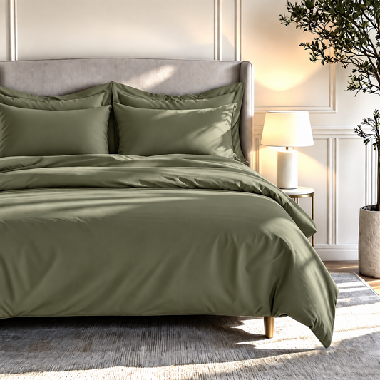 800 Thread Count Egyptian Cotton Grand Splendour Sateen Bedding Set - Olive