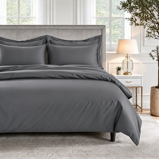 800 Thread Count Egyptian Cotton Grand Splendour Sateen Duvet Cover - Pewter