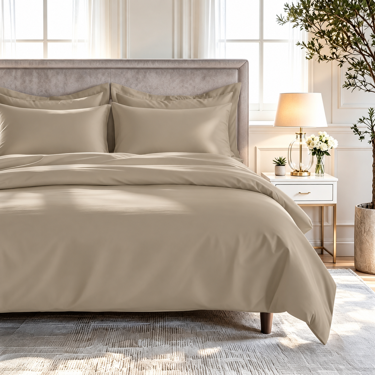 All Season 100% Egyptian Giza Duvet Cover - Latte