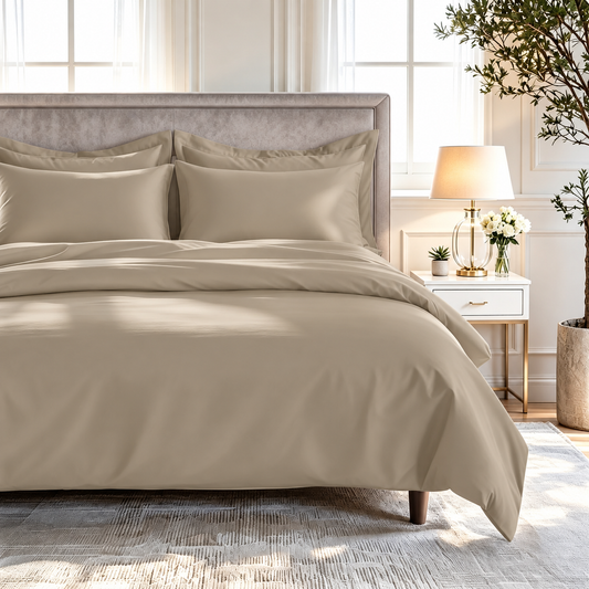 All Season 100% Egyptian Giza Duvet Cover - Latte