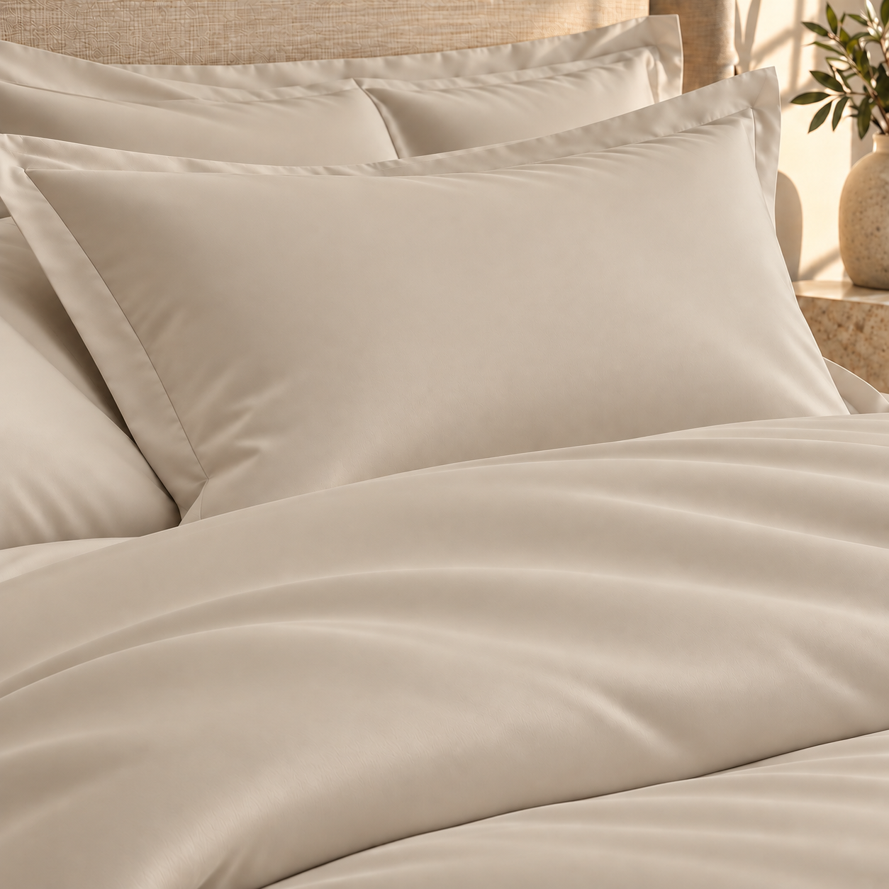 800 Thread Count Egyptian Cotton Grand Splendour Sateen Duvet Cover - Oak