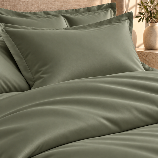 800 Thread Count Egyptian Cotton Grand Splendour Sateen Duvet Cover - Olive