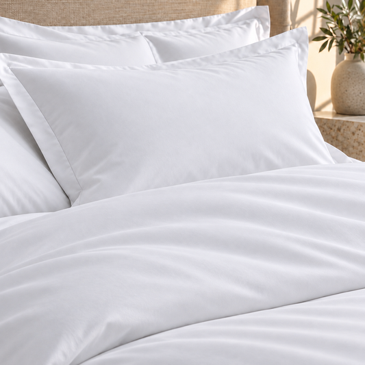 Percale Grand Splendour 100% Long Staple Cotton Duvet Cover - Brilliant White
