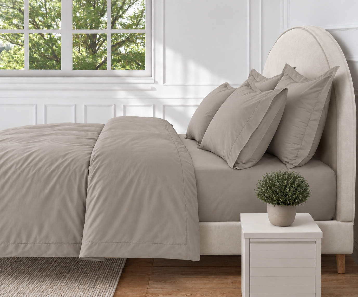 300 Thread Count Brookshire Percale  Duvet Cover - Simply Taupe