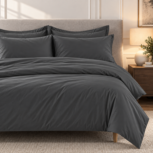 300 Thread Count Peaceful Empress Duvet Cover - Percale Graphite Grey