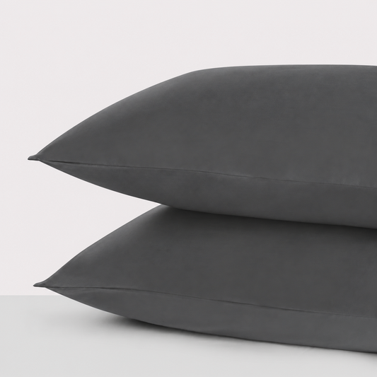 300 Thread Count Pair (2 pillowcases) of Peaceful Empress Pillowcases - Percale Graphite Grey