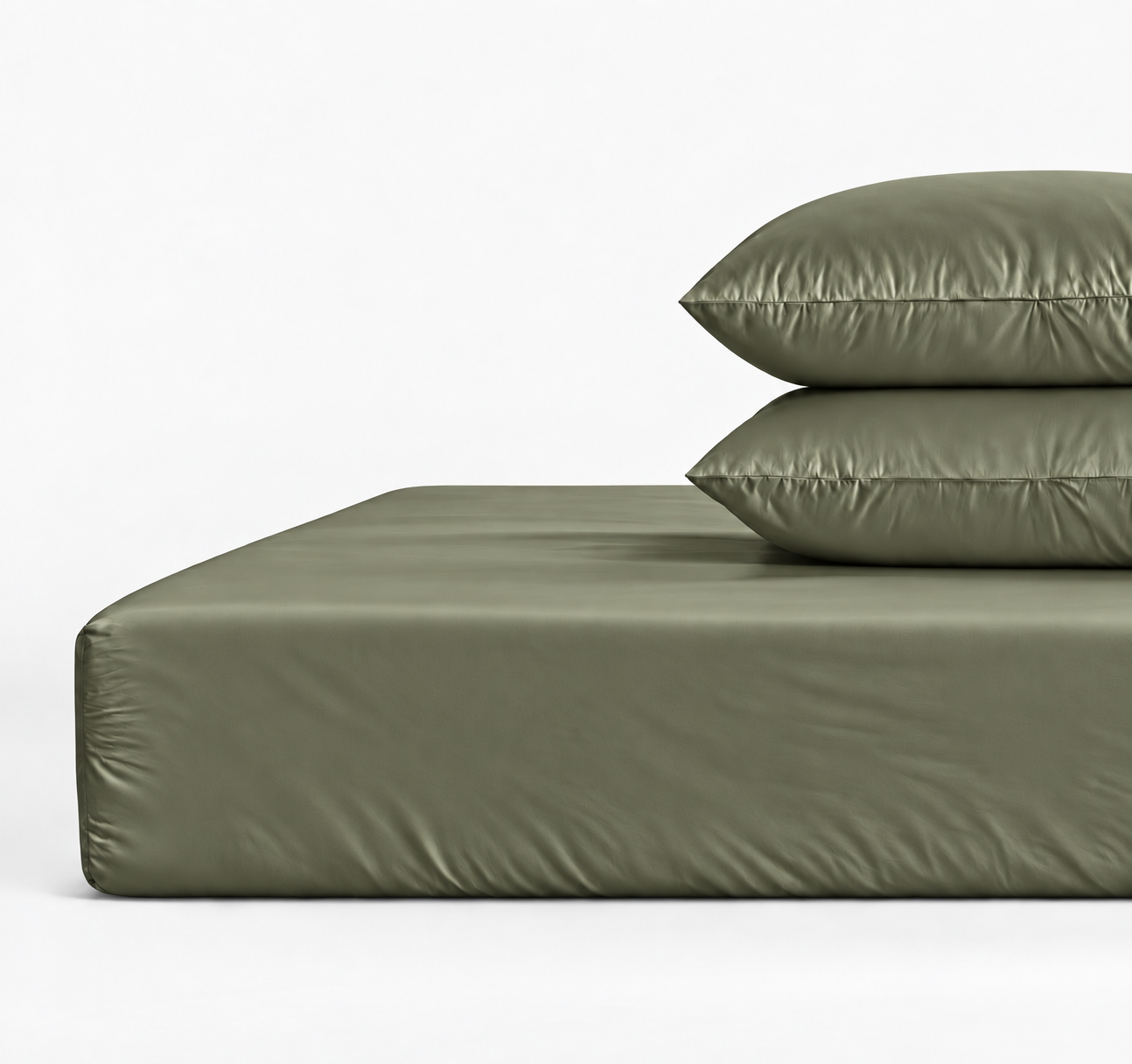 800 Thread Count Egyptian Cotton Grand Splendour Sateen Fitted Sheet - Olive