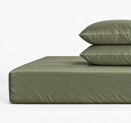 800 Thread Count Egyptian Cotton Grand Splendour Sateen Fitted Sheet - Olive