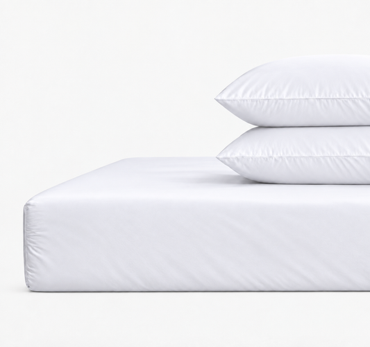 Percale Grand Splendour 100% Long Staple Cotton Fitted Sheet - Brilliant White