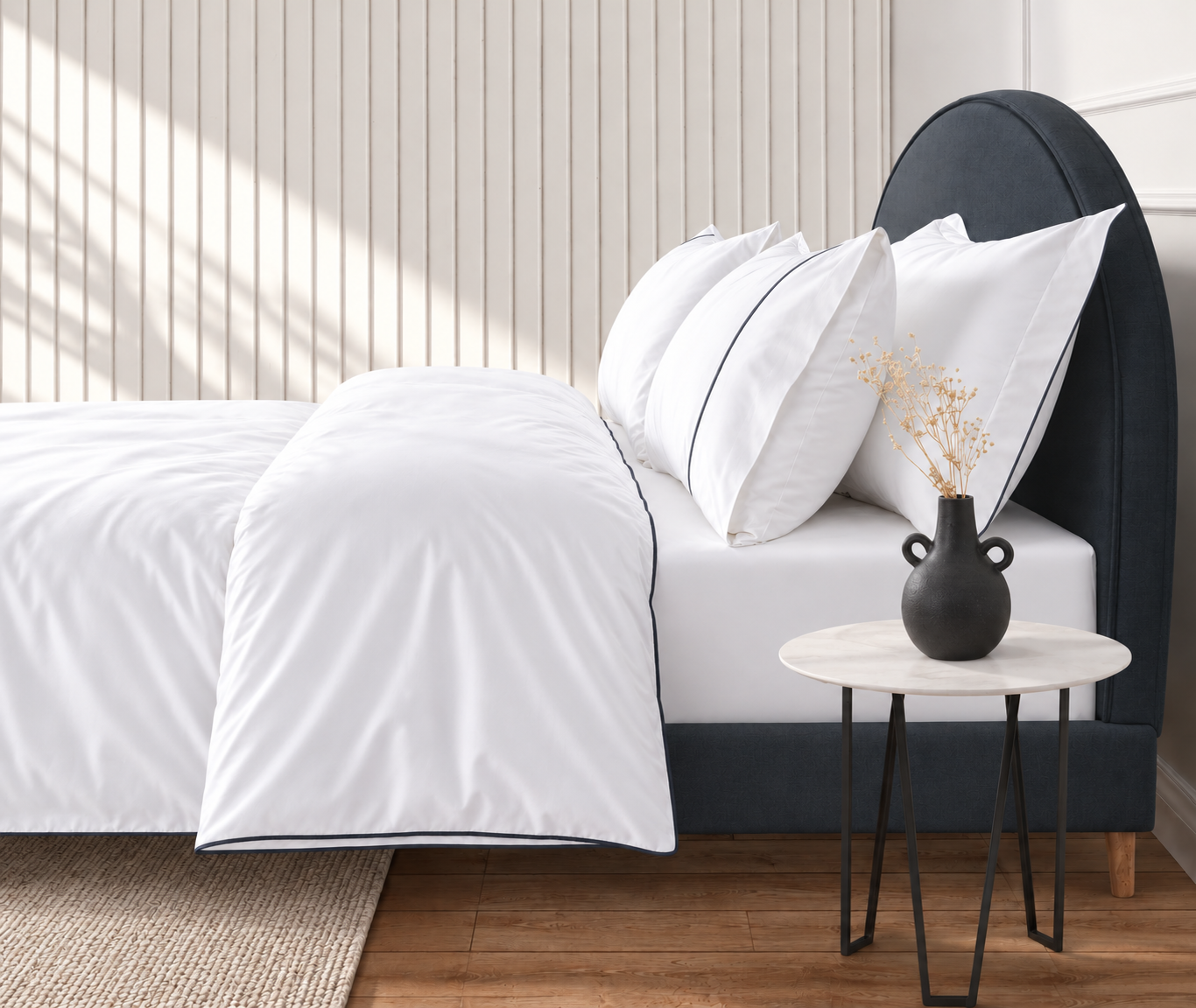 800 Thread Count Egyptian Cotton Duke of Bliss Lux Buttery Smooth Duvet Cover - Graphite Grey Accent