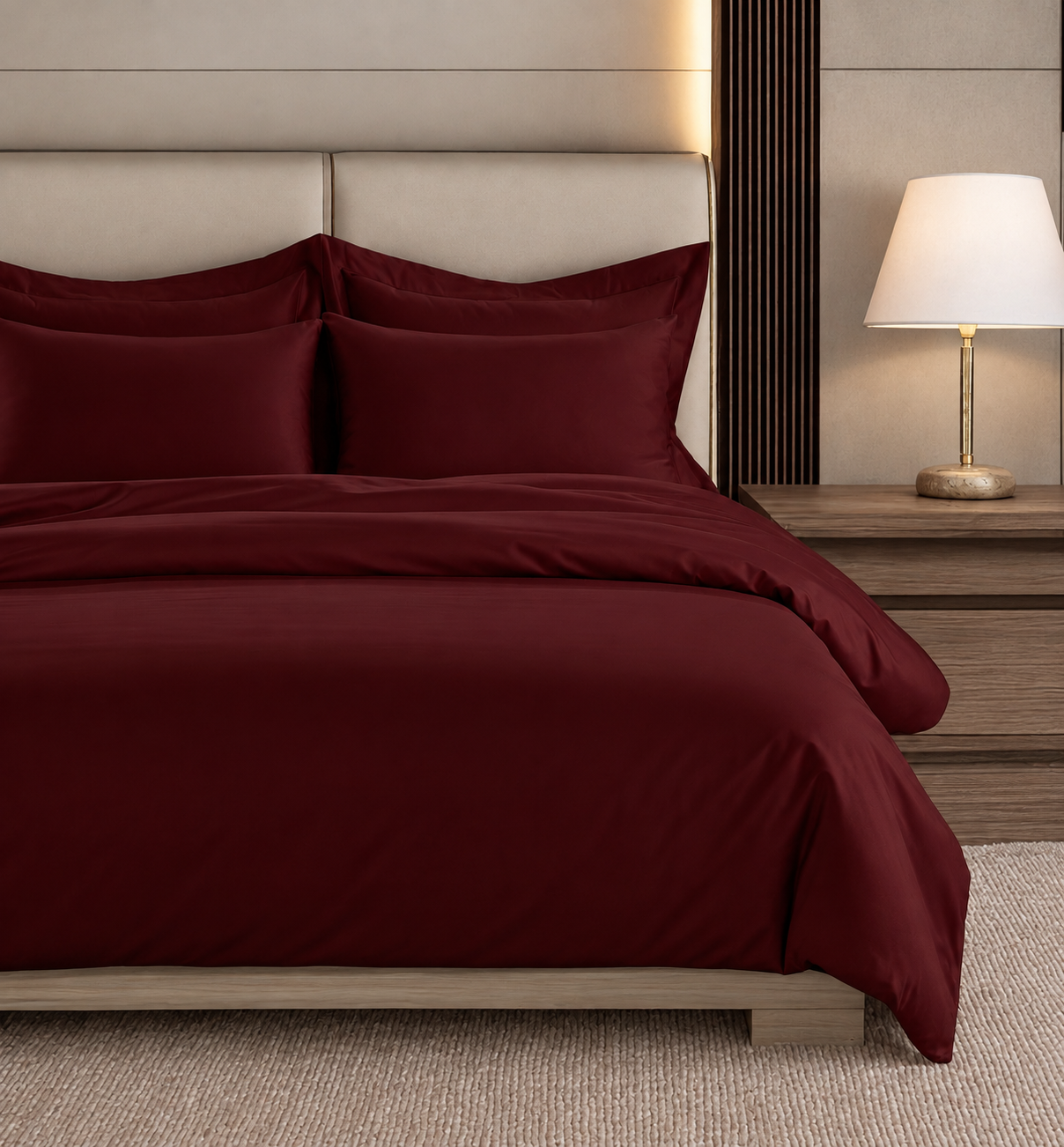 800 Thread Count Egyptian Cotton Grand Splendour Sateen Duvet Cover - Dark Burgundy