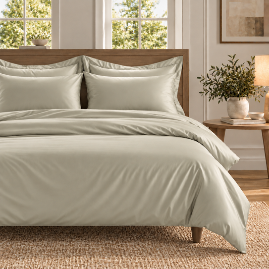 800 Thread Count Egyptian Cotton Grand Splendour Sateen Duvet Cover - Oatmeal