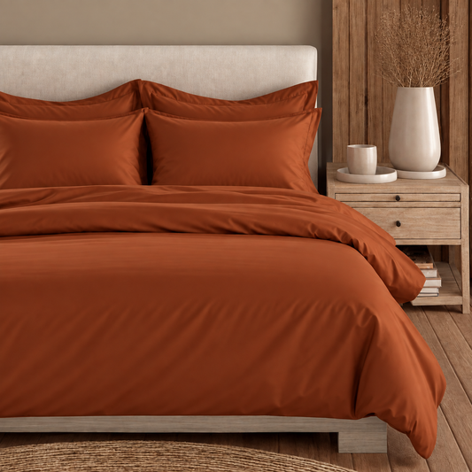800 Thread Count Egyptian Cotton Grand Splendour Sateen Duvet Cove - Potter's Clay
