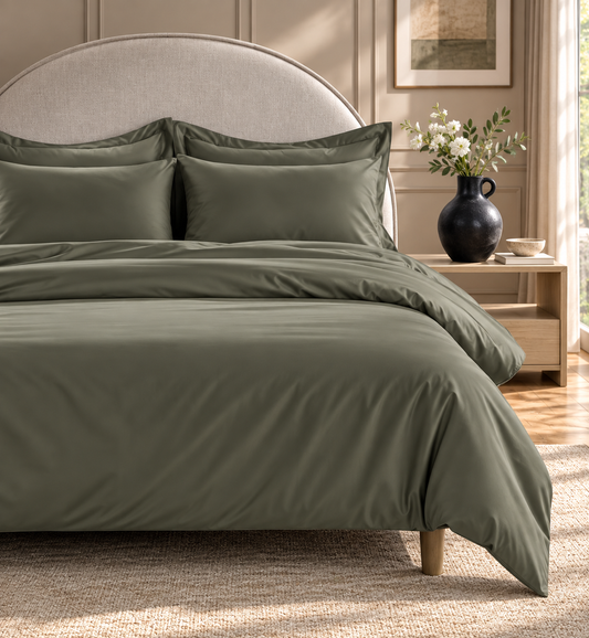 800 Thread Count Egyptian Cotton Grand Splendour Sateen Bedding Set - Sage Green