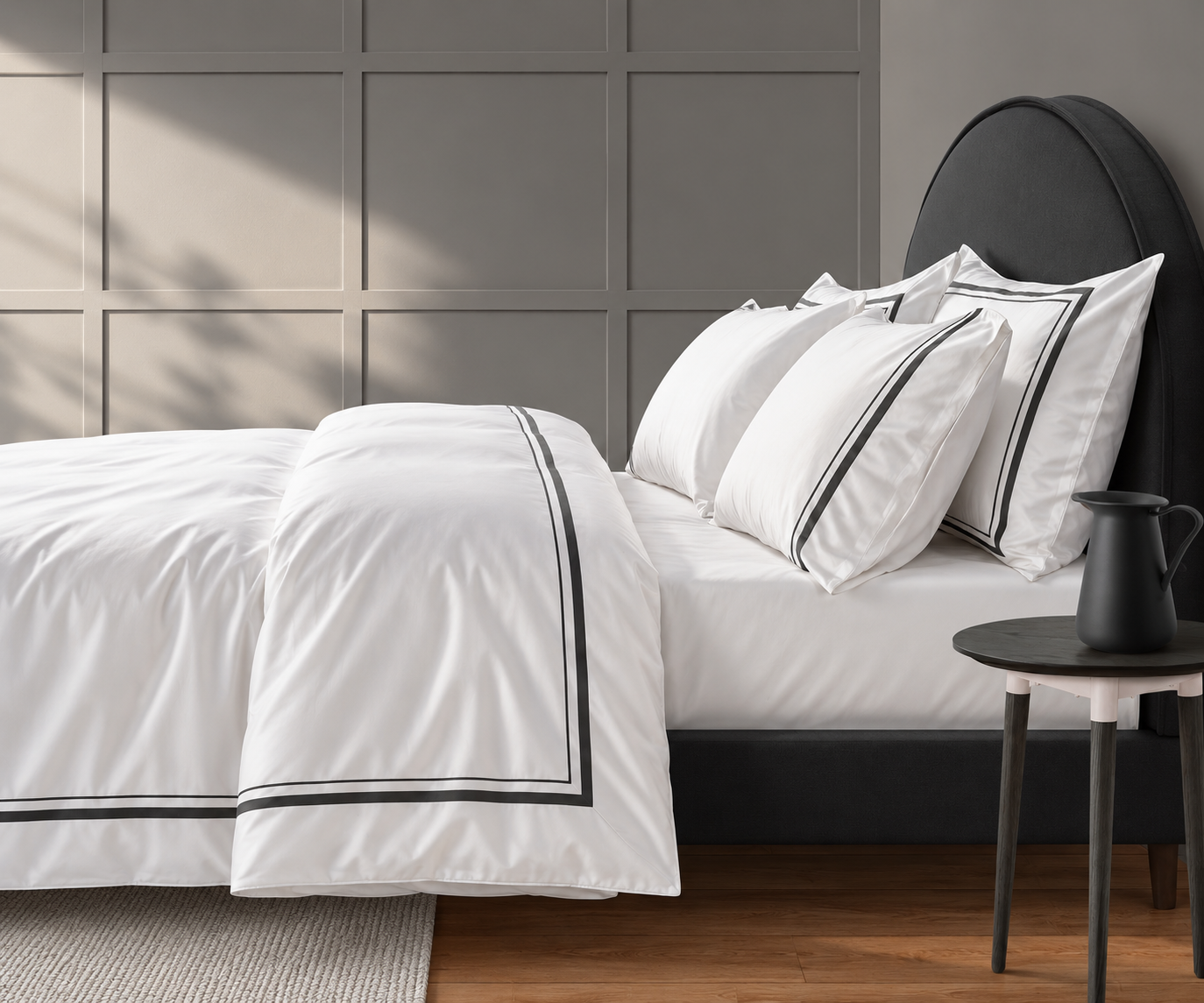 800 Thread Count Egyptian Cotton Royalton Lux Buttery Smooth Duvet Cover - Jet Black