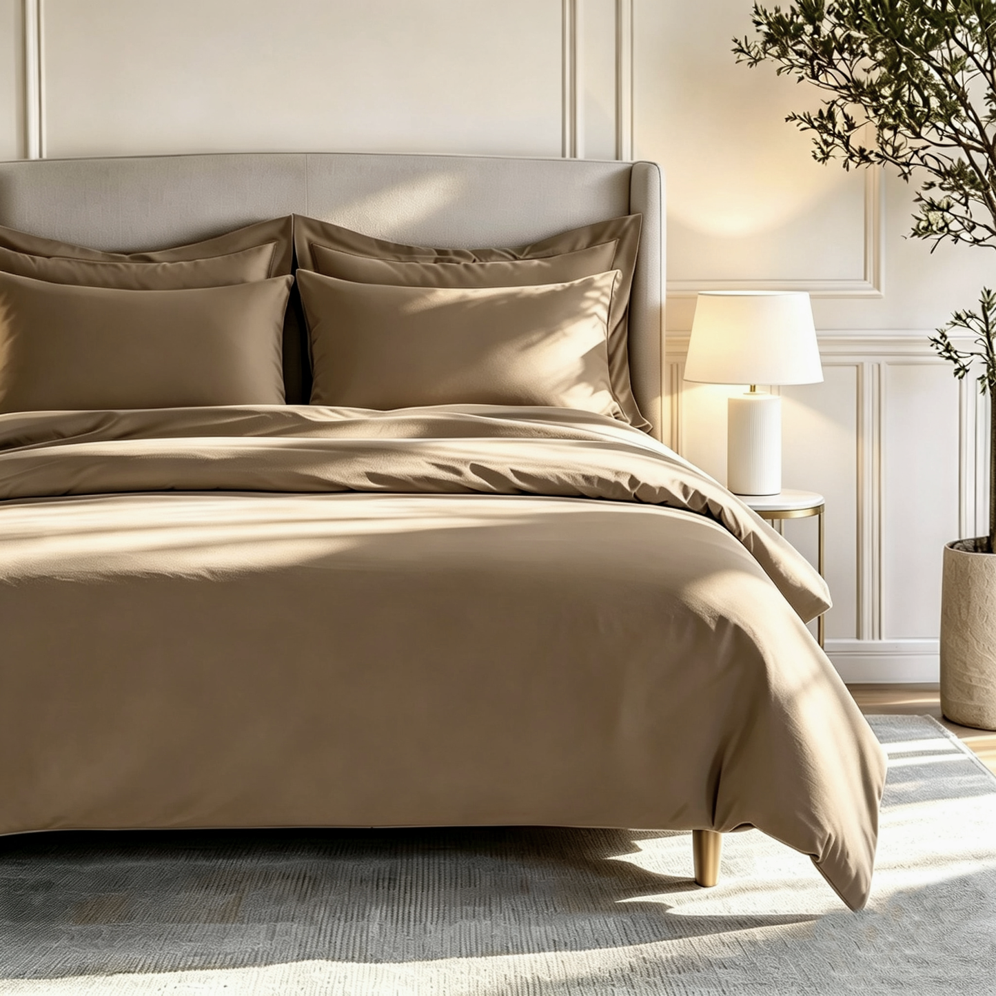 All Season 100% Egyptian Giza Bedding Set - Latte