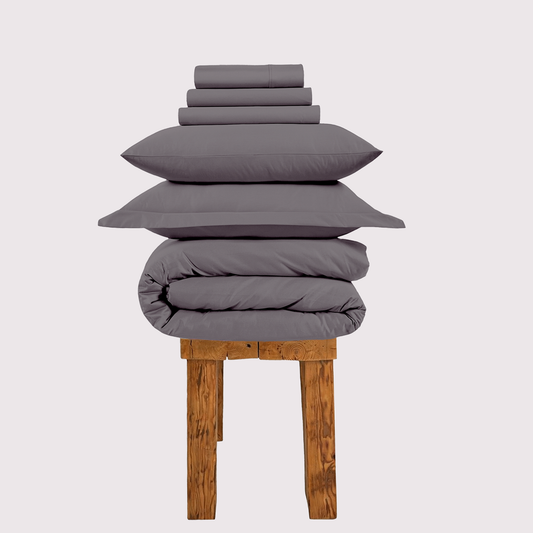 800 Thread Count Egyptian Cotton Grand Splendour Sateen Bedding Set - Graphite Grey