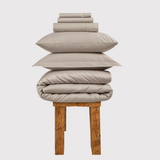800 Thread Count Egyptian Cotton Duke of Bliss LUXE Bedding Set - Simply Taupe with White Accent