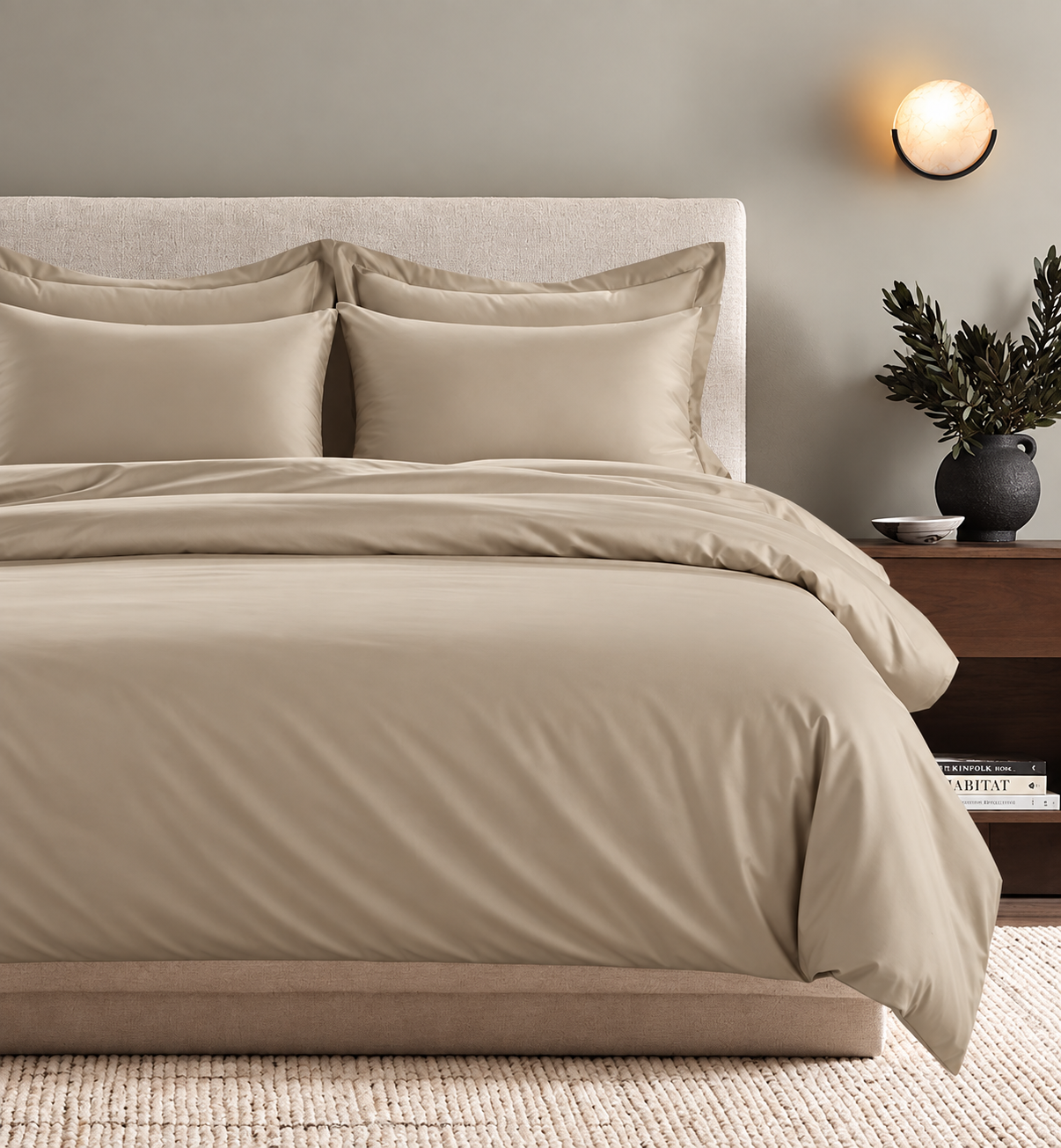 All Season Egyptian Giza Duvet Cover - Bone
