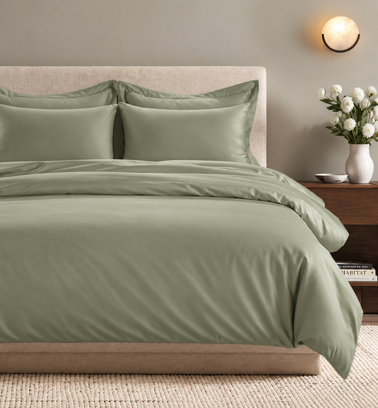 All Season Egyptian Giza Duvet Cover - Sage