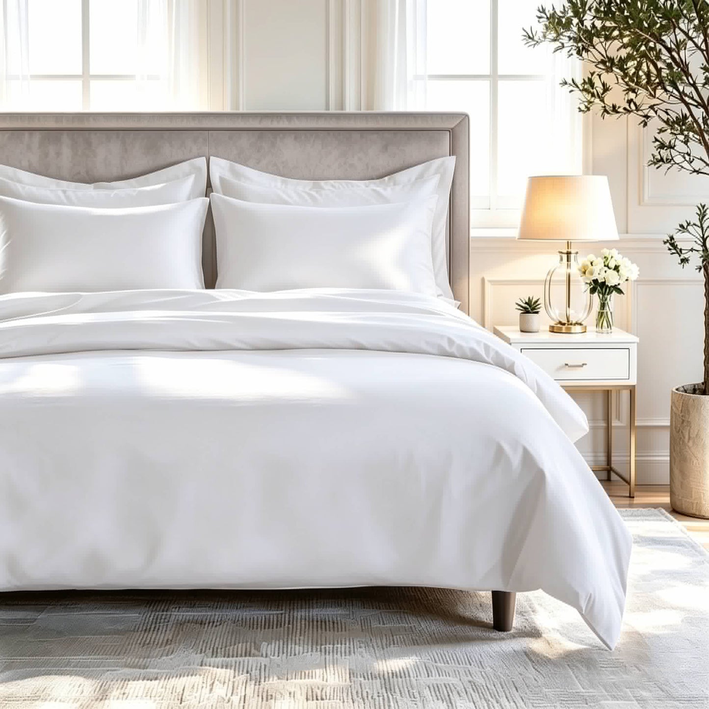 800 Thread Count Egyptian Cotton Grand Splendour Sateen Duvet Cover - Brilliant White