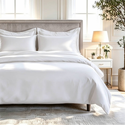 800 Thread Count Egyptian Cotton Grand Splendour Sateen Duvet Cover - Brilliant White