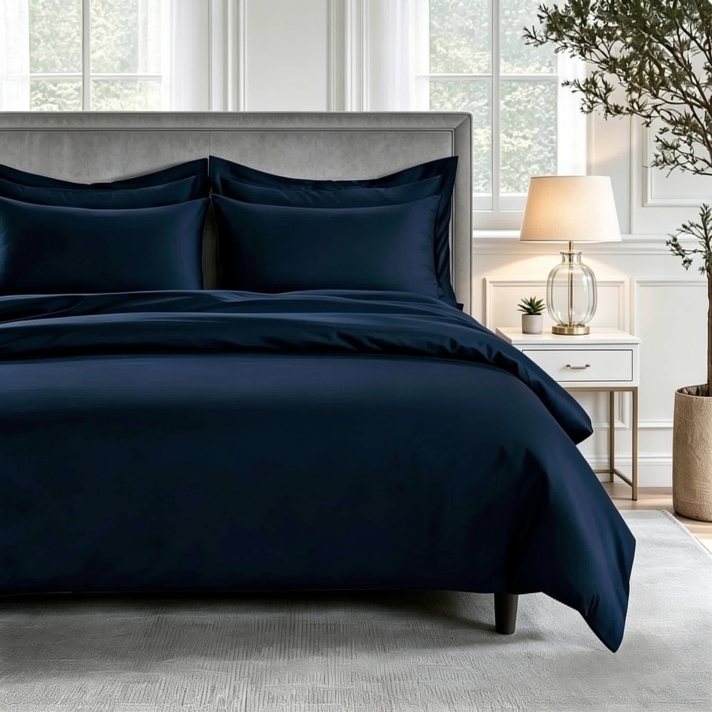 800 Thread Count Egyptian Cotton Grand Splendour Sateen Bedding Set - Estate Navy