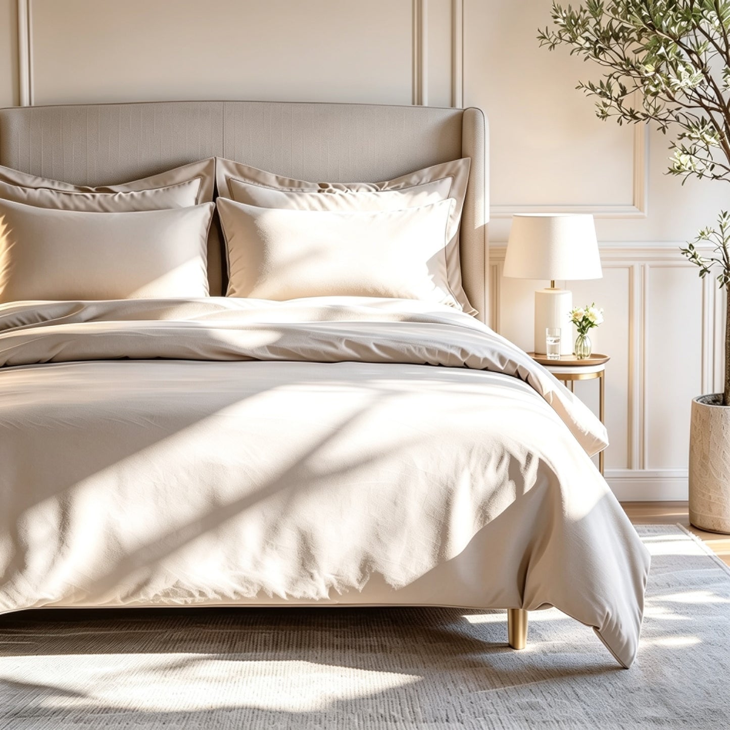 800 Thread Count Egyptian Cotton Grand Splendour Sateen Bedding Set - Oak