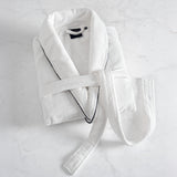 Harrow Cotton Bathrobe - White with Maritime Blue Pipping