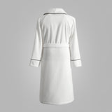 Harrow Cotton Bathrobe - White with Maritime Blue Pipping