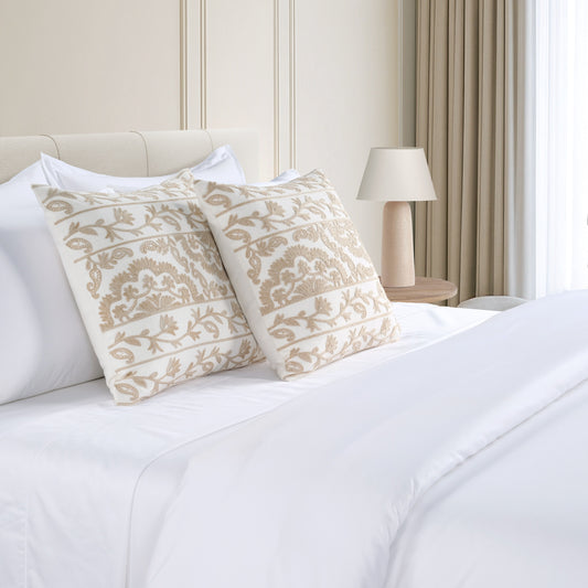 Heather Cushion - 1 Pair White/Natural (2 Cushions)
