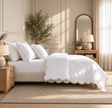 800 Thread Count Egyptian Cotton Sophie Bedding Set - Brilliant White and Bone