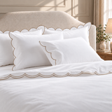 800 Thread Count Egyptian Cotton Sophie Bedding Set - Brilliant White and Bone