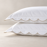 800 Thread Count Egyptian Cotton Sophie Bedding Set - Brilliant White and Bone