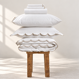 800 Thread Count Egyptian Cotton Sophie Bedding Set - Brilliant White and Bone