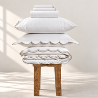 800 Thread Count Egyptian Cotton Sophie Bedding Set - Brilliant White and Bone