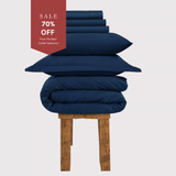 800 Thread Count Egyptian Cotton Grand Splendour Sateen Bedding Set - Navy Peony