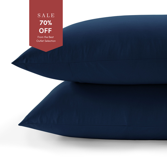 800 Thread Count Egyptian Cotton Pair (2 Pillowcases) of Grand Splendour Sateen Pillowcases - Navy Peony