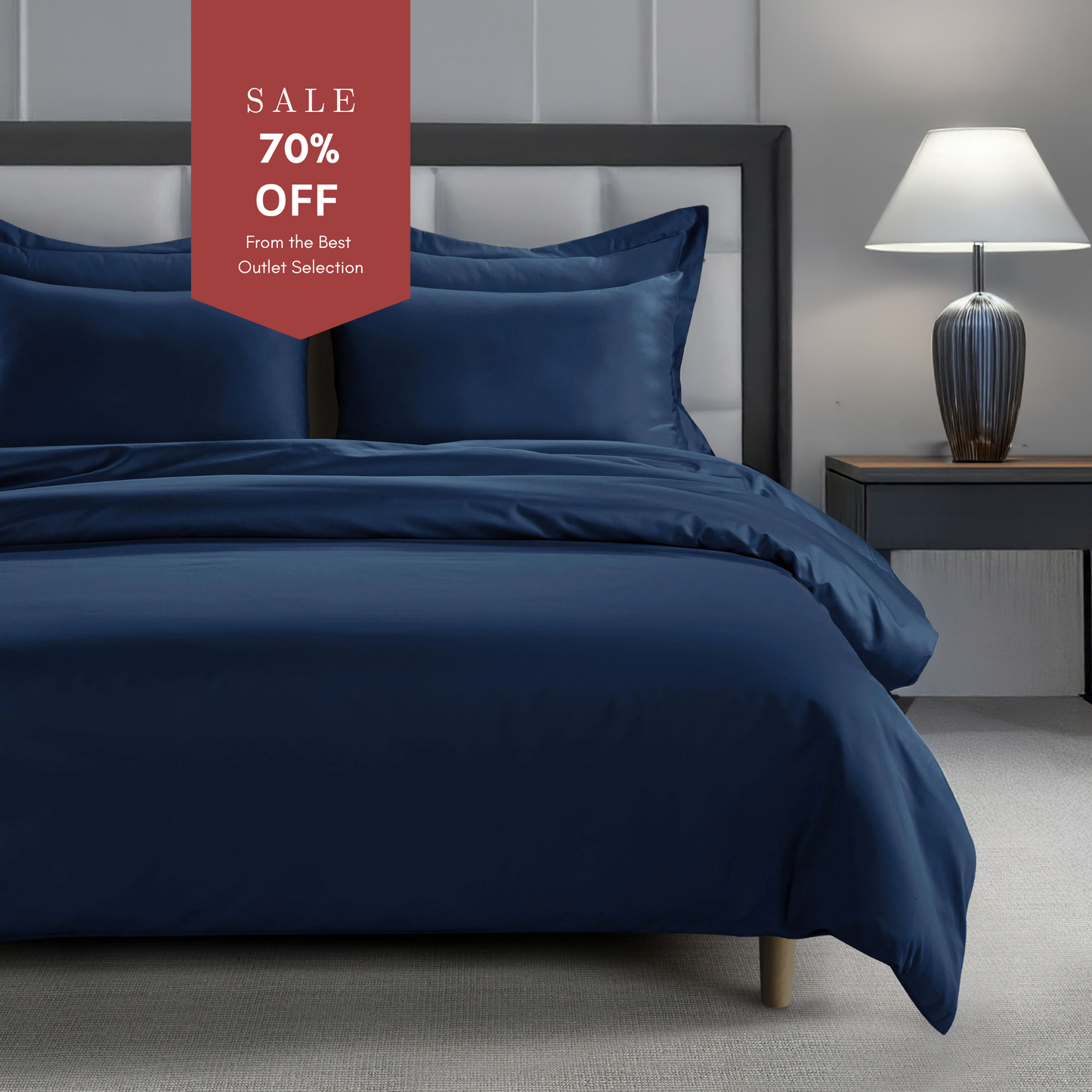 800 Thread Count Egyptian Cotton Grand Splendour Sateen Duvet Cover - Navy Peony