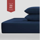 800 Thread Count Egyptian Cotton Grand Splendour Sateen Fitted Sheet - Navy Peony