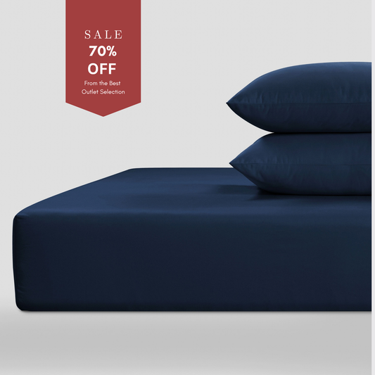 800 Thread Count Egyptian Cotton Grand Splendour Sateen Fitted Sheet - Navy Peony