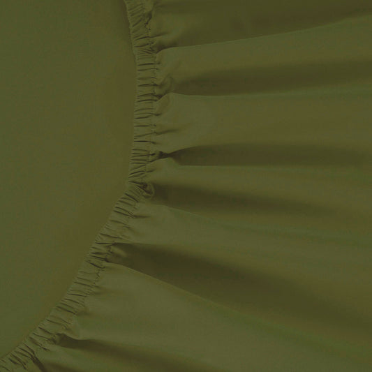 800 Thread Count Egyptian Cotton Grand Splendour Sateen Fitted Sheet - Olive Green