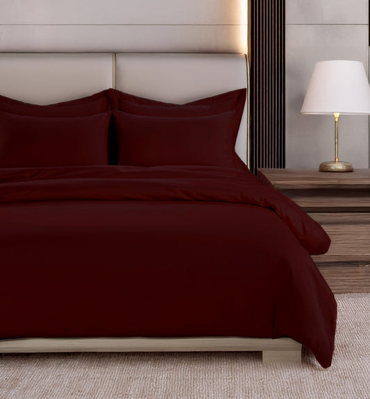 800 Thread Count Egyptian Cotton Grand Splendour Sateen Duvet Cover - Dark Burgundy
