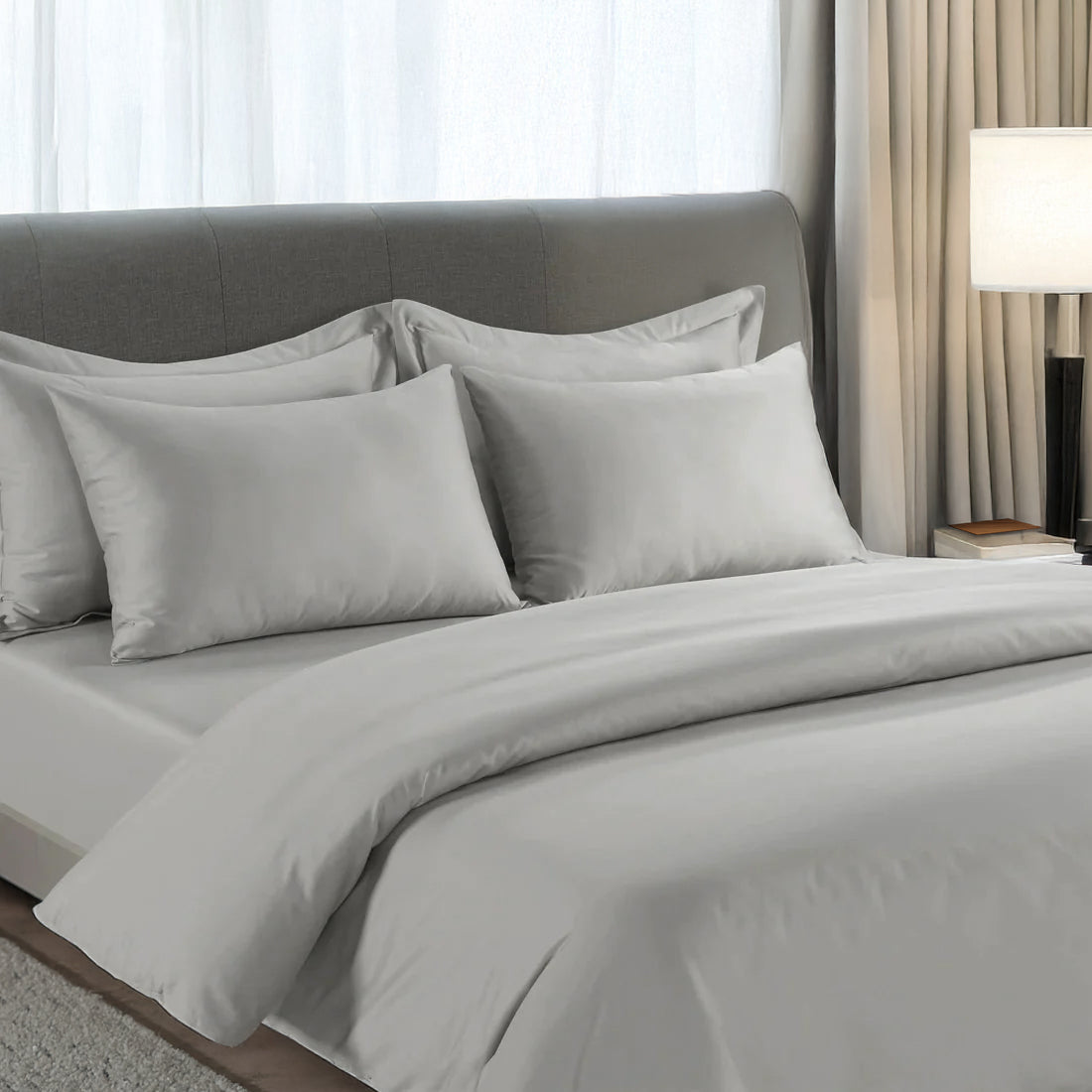 800 Thread Count Egyptian Cotton Grand Splendour Sateen Bedding Set - Oyster Mushroom