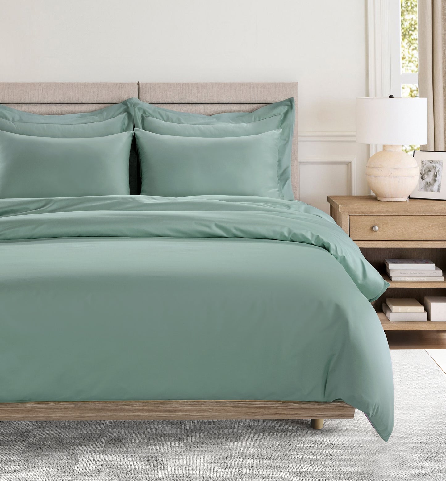 800 Thread Count Egyptian Cotton Grand Splendour Sateen Bedding Set - Sea Foam Teal